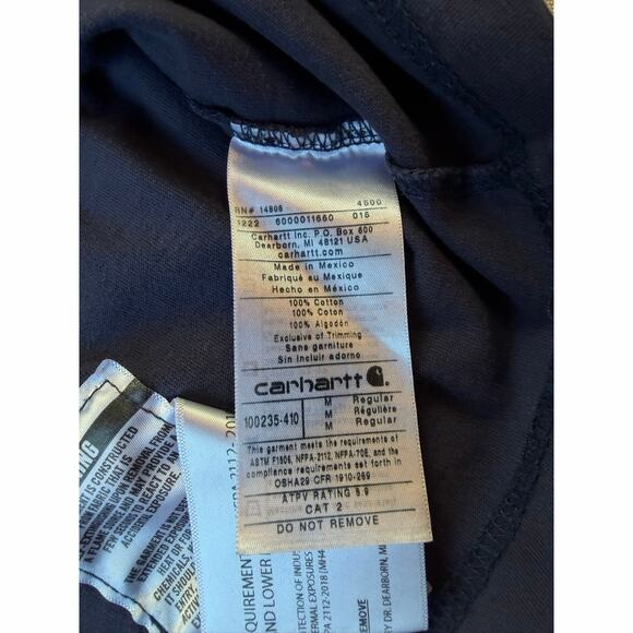 Carhartt FR Medium Long Sleeved Shirt Navy - Picture 6 of 9